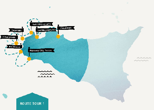 Route Tour 1 - Sicilia Occidentale & Isole Egadi